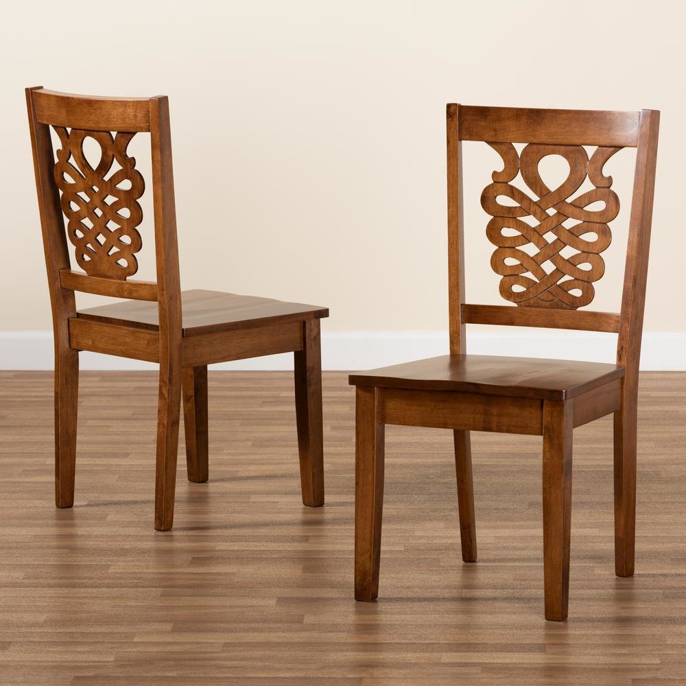 Transitional Walnut Brown Finished Wood 2-Piece Dining Chair Set. Picture 15