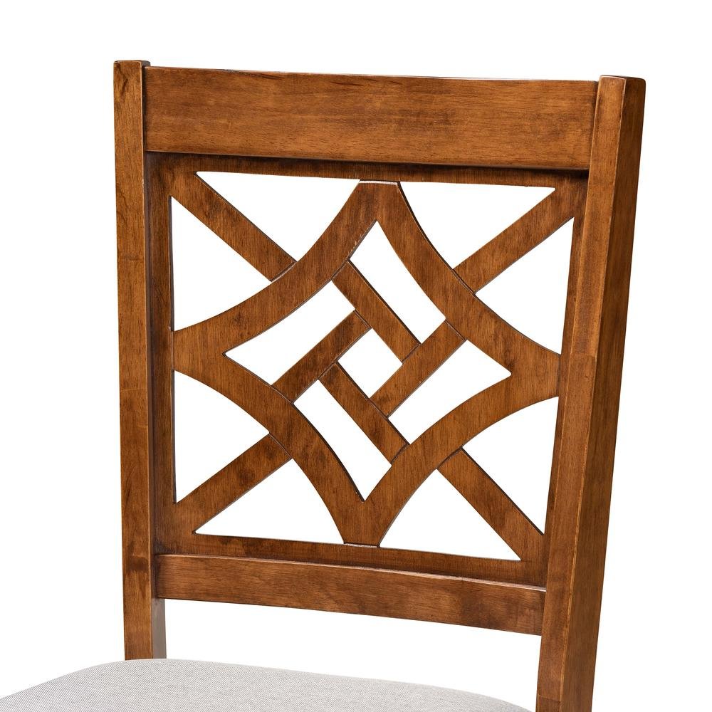 Grey Fabric Upholstered and Walnut Brown Finished Wood 7-Piece Dining Set. Picture 14