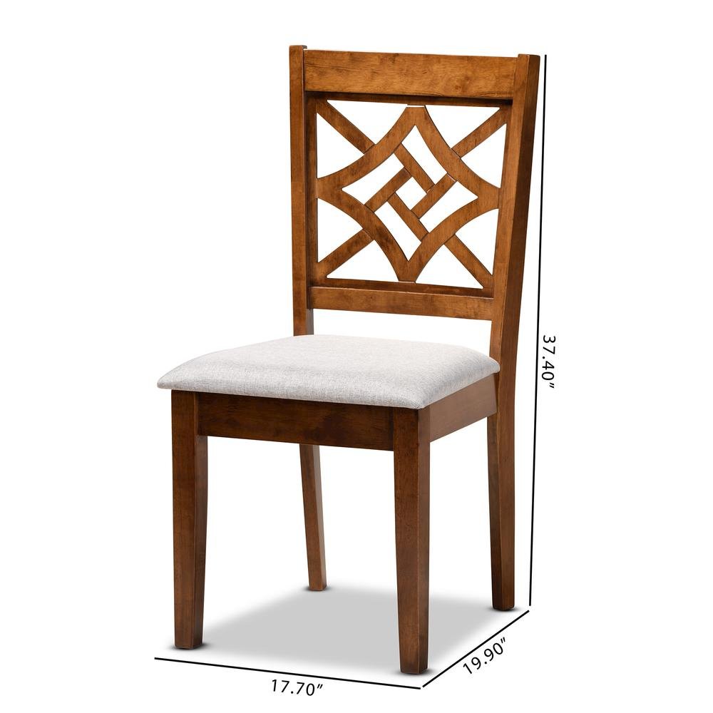 Grey Fabric Upholstered and Walnut Brown Finished Wood 2-Piece Dining Chair Set. Picture 16