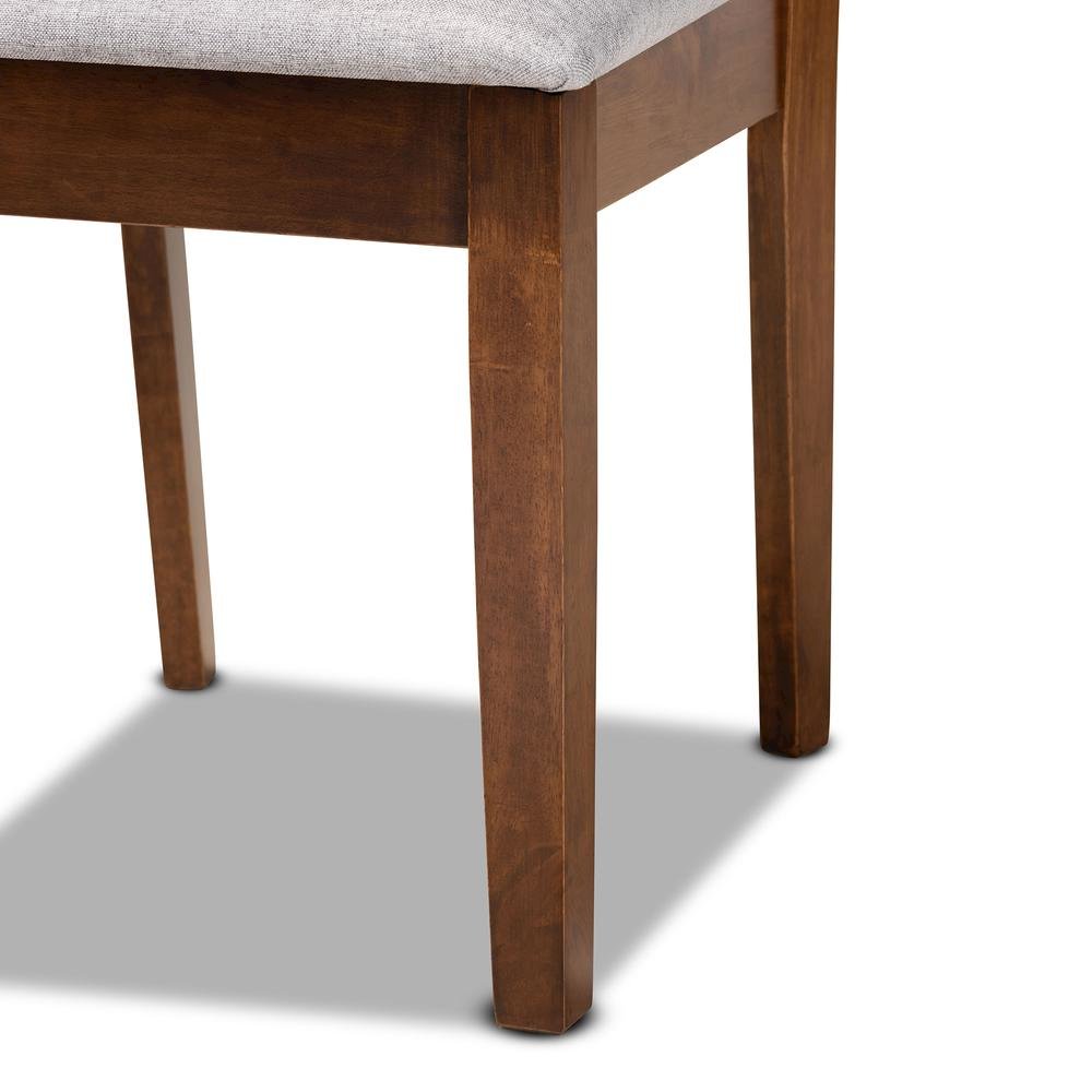 Grey Fabric Upholstered and Walnut Brown Finished Wood 5-Piece Dining Set. Picture 15