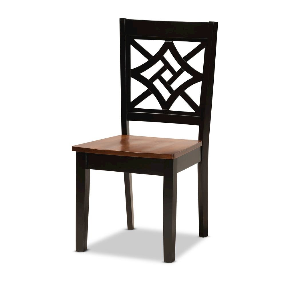 Two-Tone Dark Brown and Walnut Brown Finished Wood 5-Piece Dining Set. Picture 11