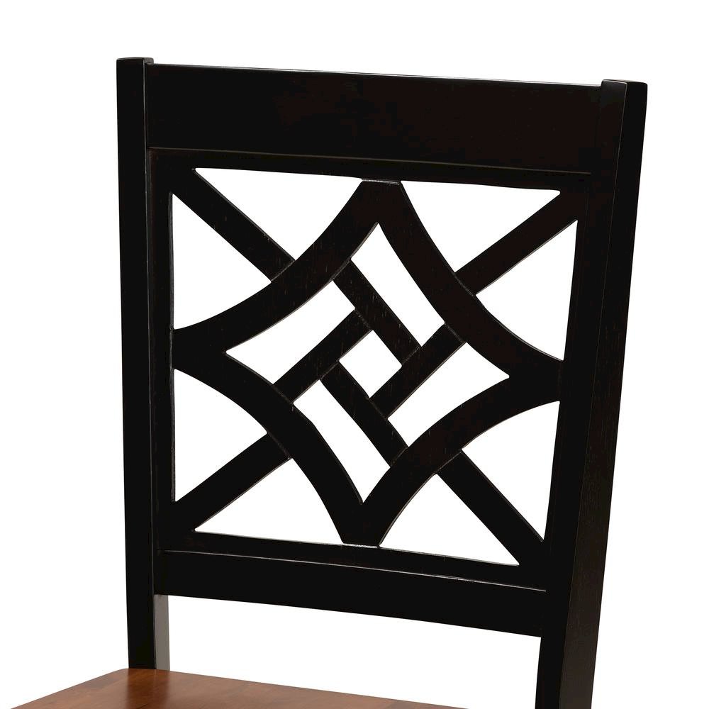 Two-Tone Dark Brown and Walnut Brown Finished Wood 7-Piece Dining Set. Picture 14