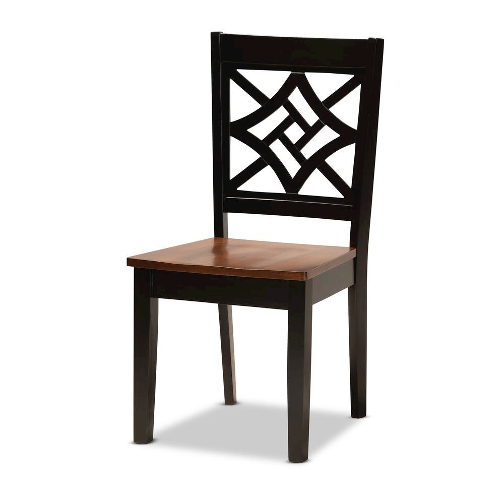 Two-Tone Dark Brown and Walnut Brown Finished Wood 5-Piece Dining Set. Picture 11