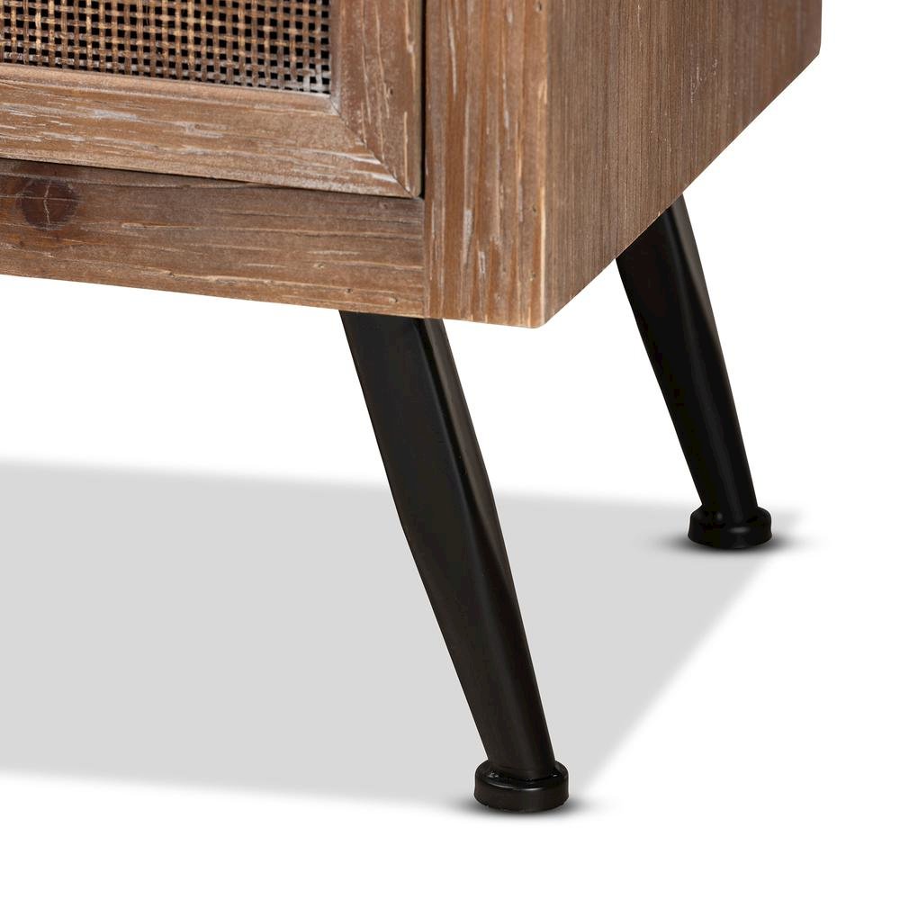Whitewashed Natural Brown Finished Wood and Rattan 3-Drawer Storage Cabinet. Picture 15