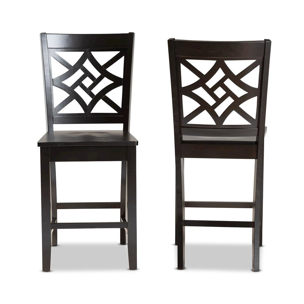 Transitional Dark Brown Finished Wood 2-Piece Counter Stool Set. Picture 10