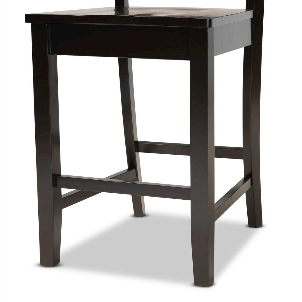 Transitional Dark Brown Finished Wood 2-Piece Counter Stool Set. Picture 13