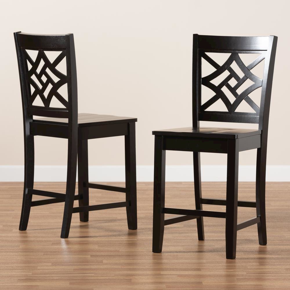 Transitional Dark Brown Finished Wood 2-Piece Counter Stool Set. Picture 15