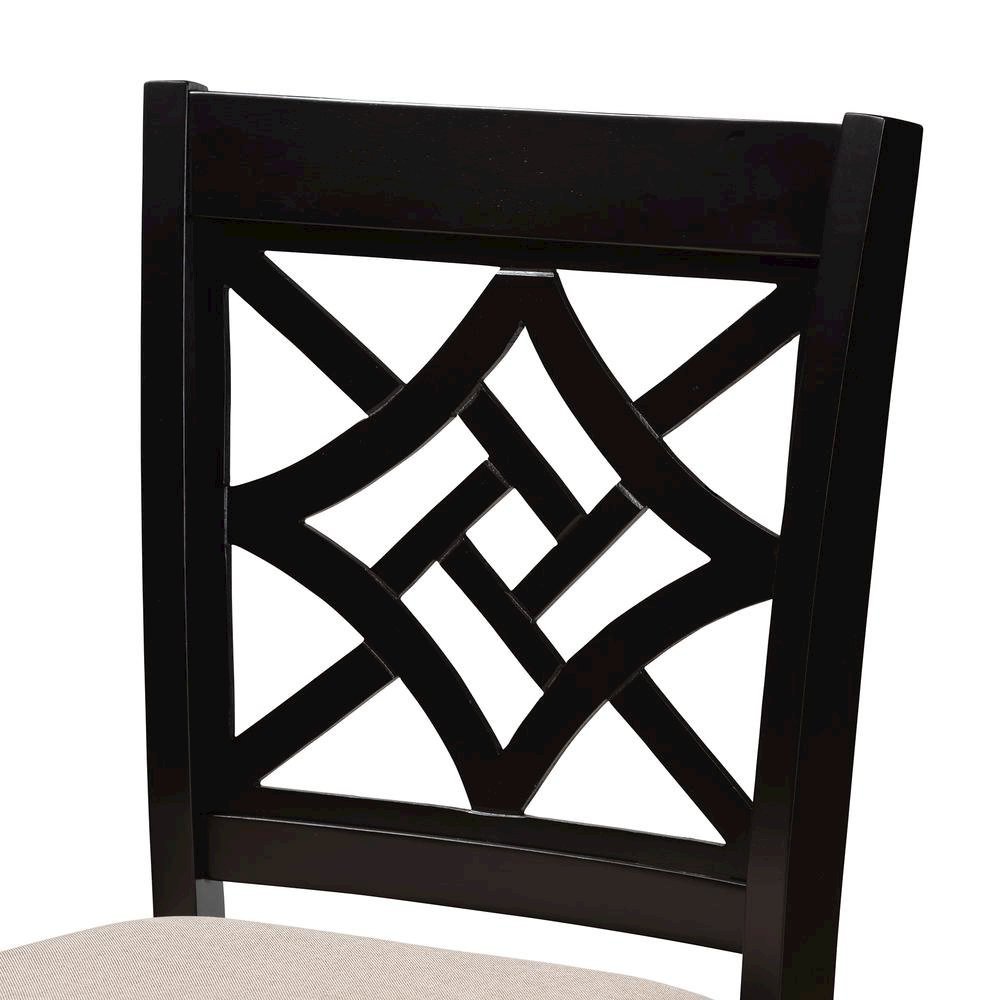 Sand Fabric Upholstered and Dark Brown Finished Wood 2-Piece Counter Stool Set. Picture 12