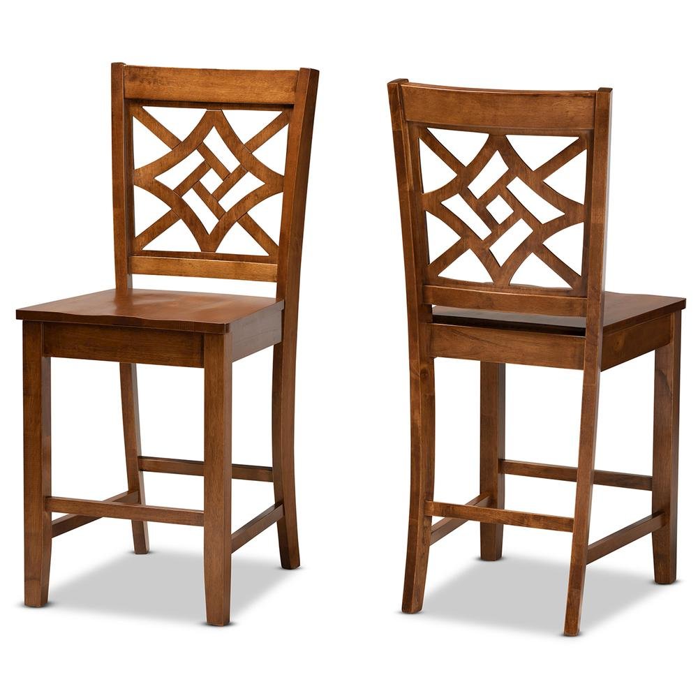 Transitional Walnut Brown Finished Wood 2-Piece Counter Stool Set. Picture 9