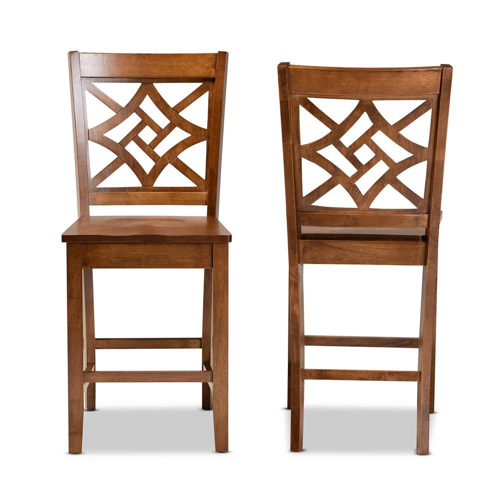 Transitional Walnut Brown Finished Wood 2-Piece Counter Stool Set. Picture 10