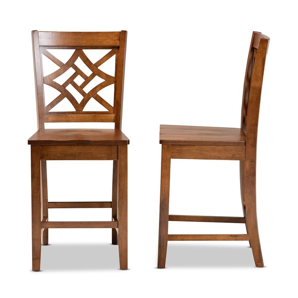 Transitional Walnut Brown Finished Wood 2-Piece Counter Stool Set. Picture 11