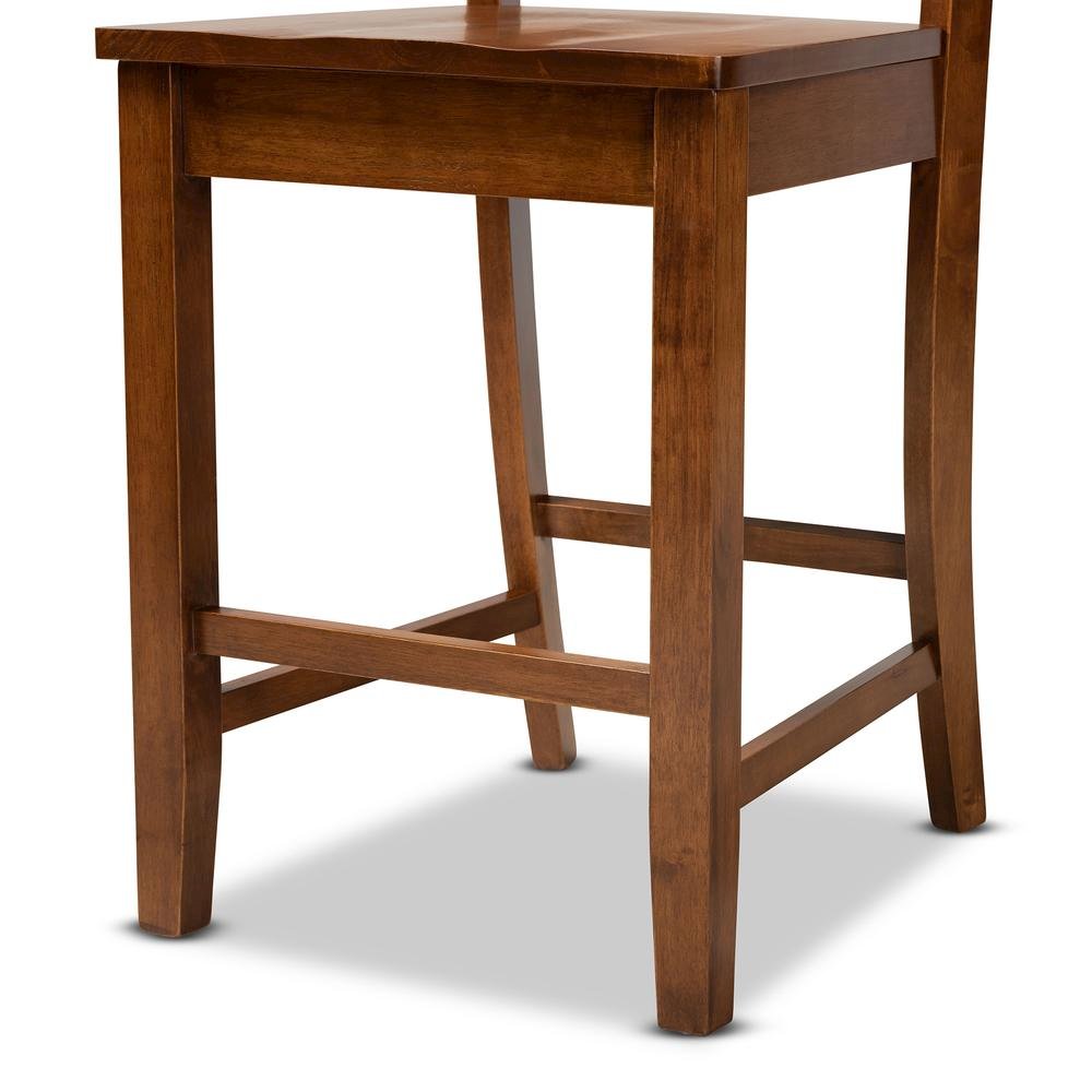 Transitional Walnut Brown Finished Wood 2-Piece Counter Stool Set. Picture 13