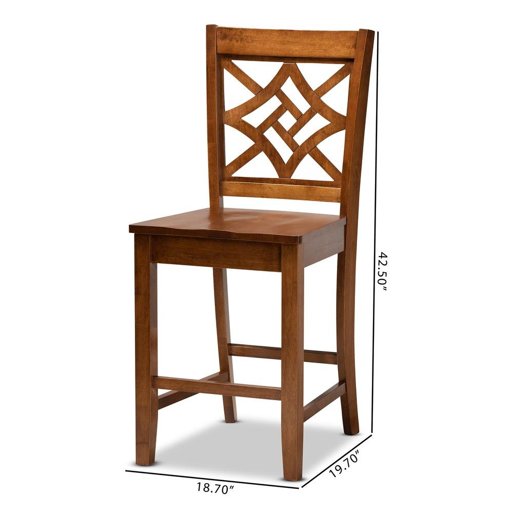 Transitional Walnut Brown Finished Wood 2-Piece Counter Stool Set. Picture 16