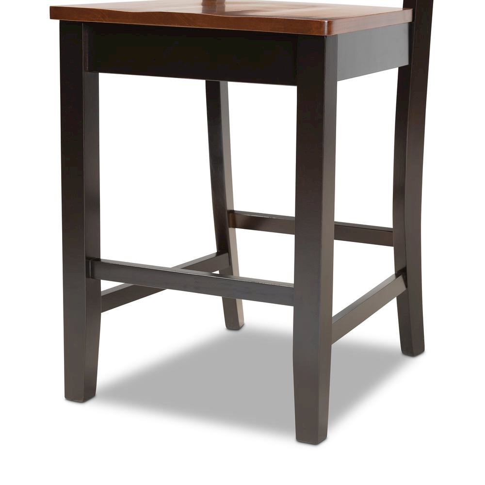 Two-Tone Dark Brown and Walnut Brown Finished Wood 5-Piece Pub Set. Picture 15