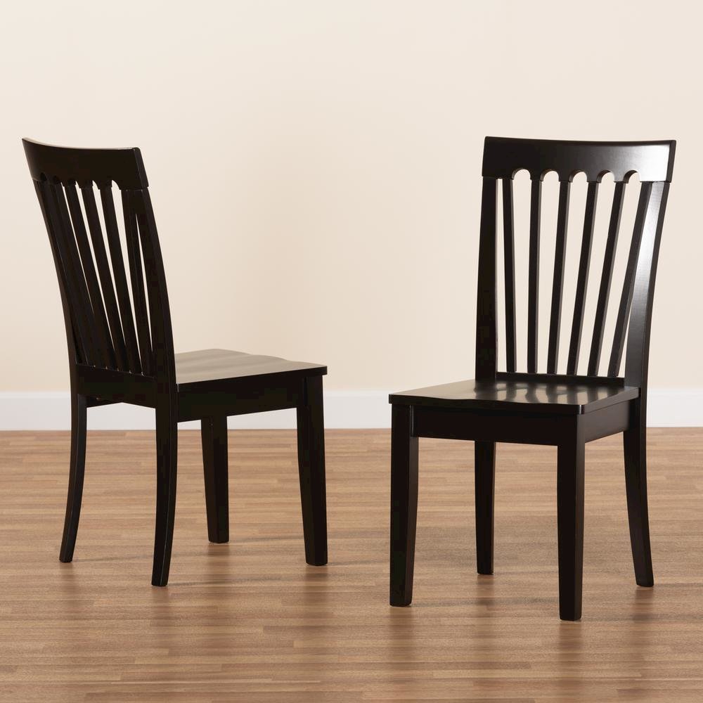 Transitional Dark Brown Finished Wood 2-Piece Dining Chair Set. Picture 15