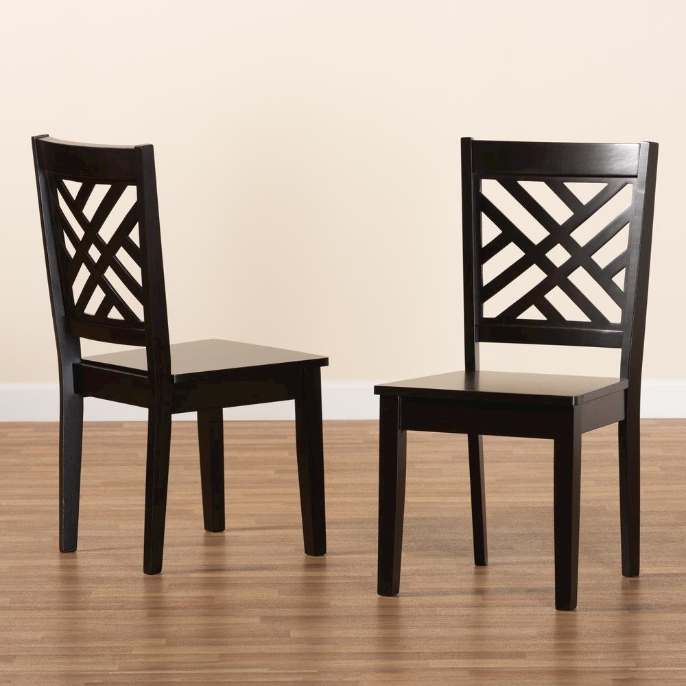 Transitional Dark Brown Finished Wood 2-Piece Dining Chair Set. Picture 15