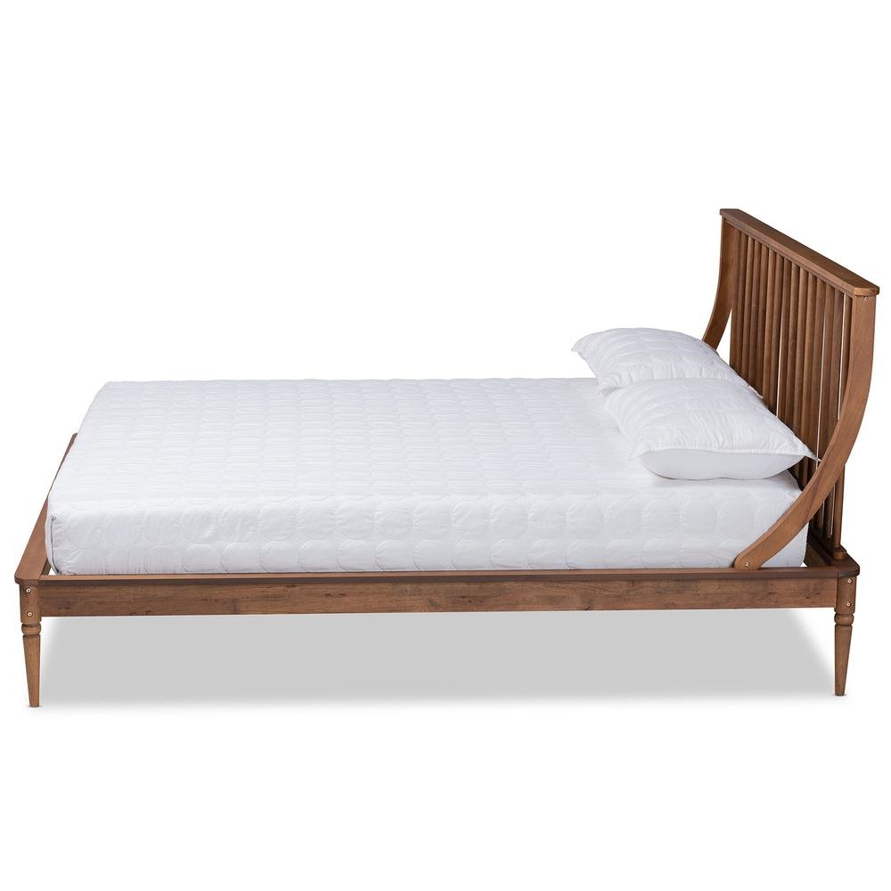 Traditional Transitional Walnut Brown Finished Wood Full Size Platform Bed. Picture 13