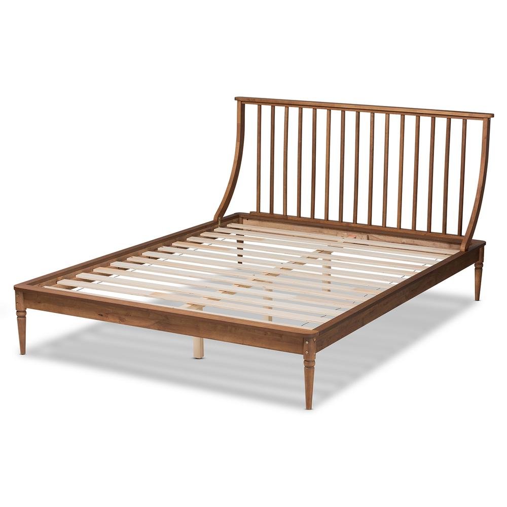 Traditional Transitional Walnut Brown Finished Wood Full Size Platform Bed. Picture 14