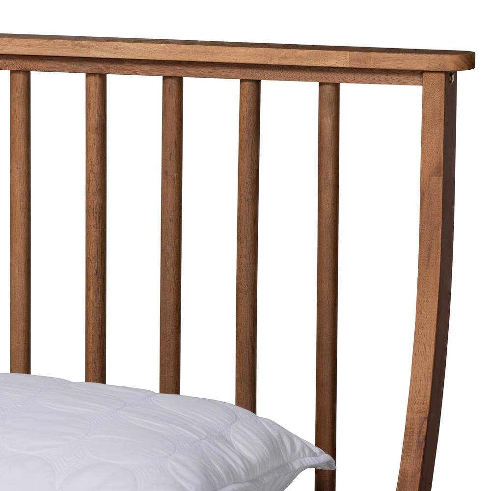 Traditional Transitional Walnut Brown Finished Wood Full Size Platform Bed. Picture 15