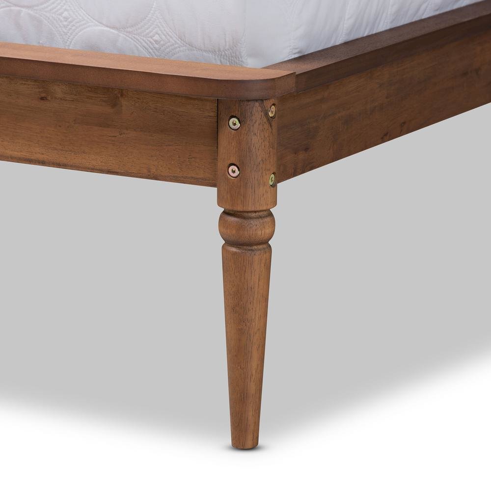 Traditional Transitional Walnut Brown Finished Wood Full Size Platform Bed. Picture 16