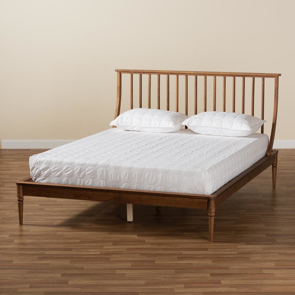 Traditional Transitional Walnut Brown Finished Wood Full Size Platform Bed. Picture 19