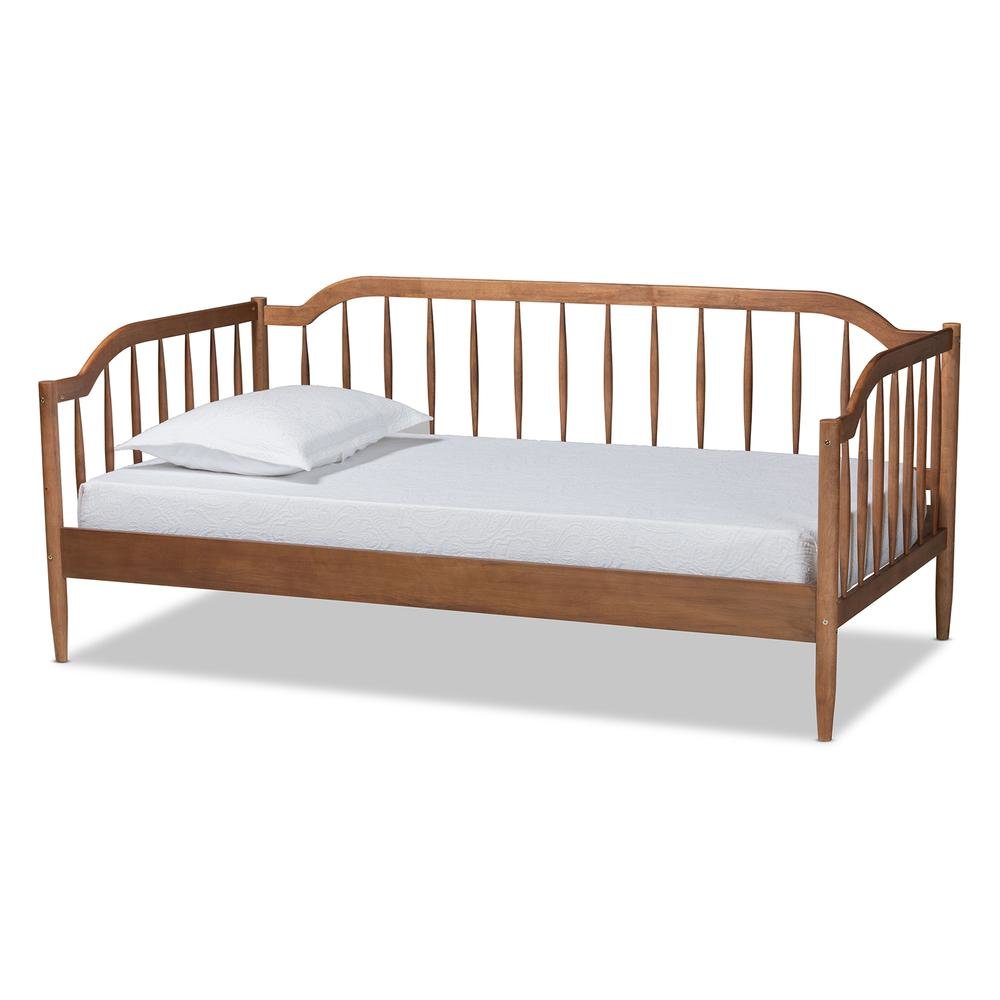 Parson Classic Mid-Century Modern Walnut Brown Finished Wood Twin Size Daybed. Picture 10