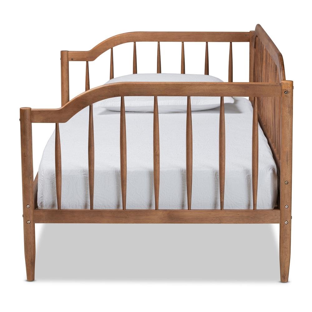 Parson Classic Mid-Century Modern Walnut Brown Finished Wood Twin Size Daybed. Picture 11