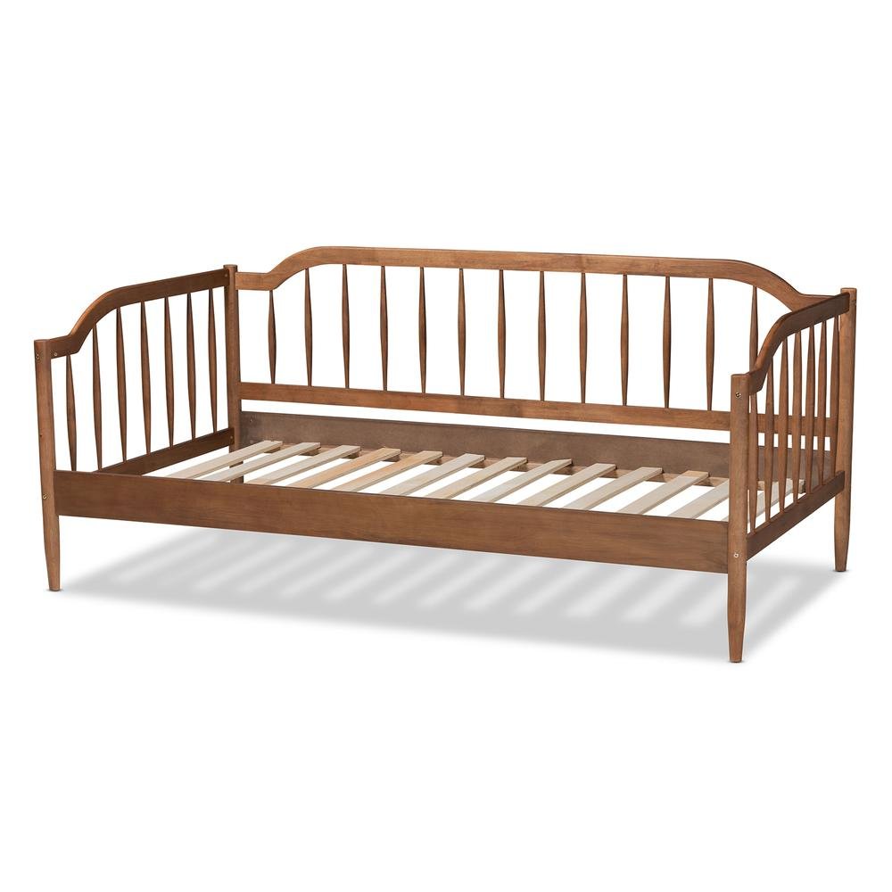 Parson Classic Mid-Century Modern Walnut Brown Finished Wood Twin Size Daybed. Picture 12