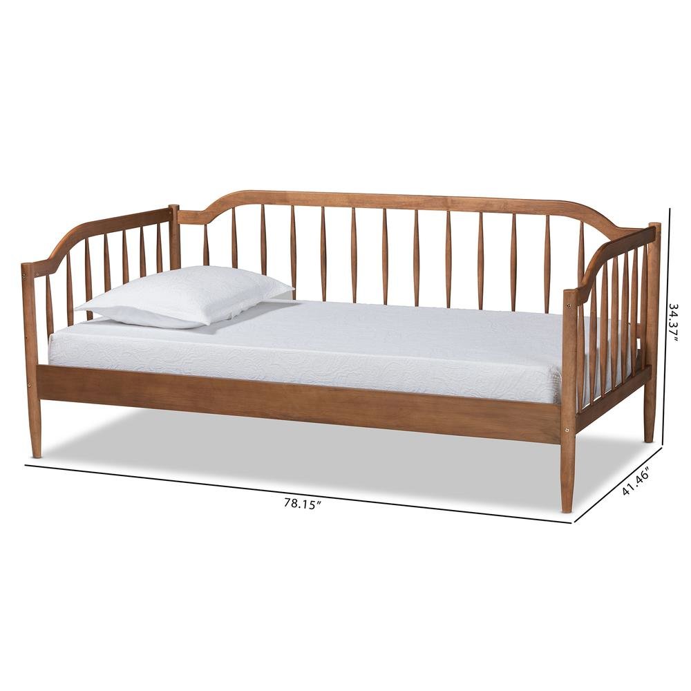 Parson Classic Mid-Century Modern Walnut Brown Finished Wood Twin Size Daybed. Picture 18
