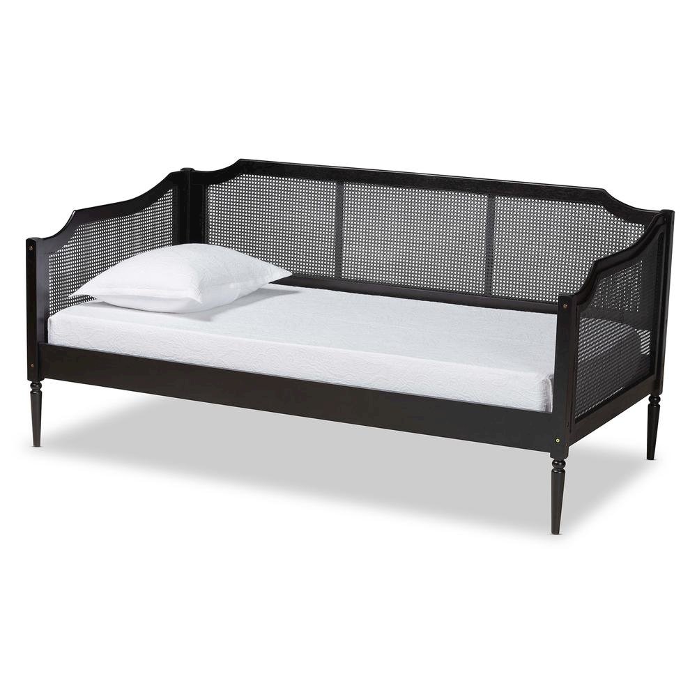Charcoal Finished Wood and Synthetic Rattan Twin Size Daybed. Picture 10