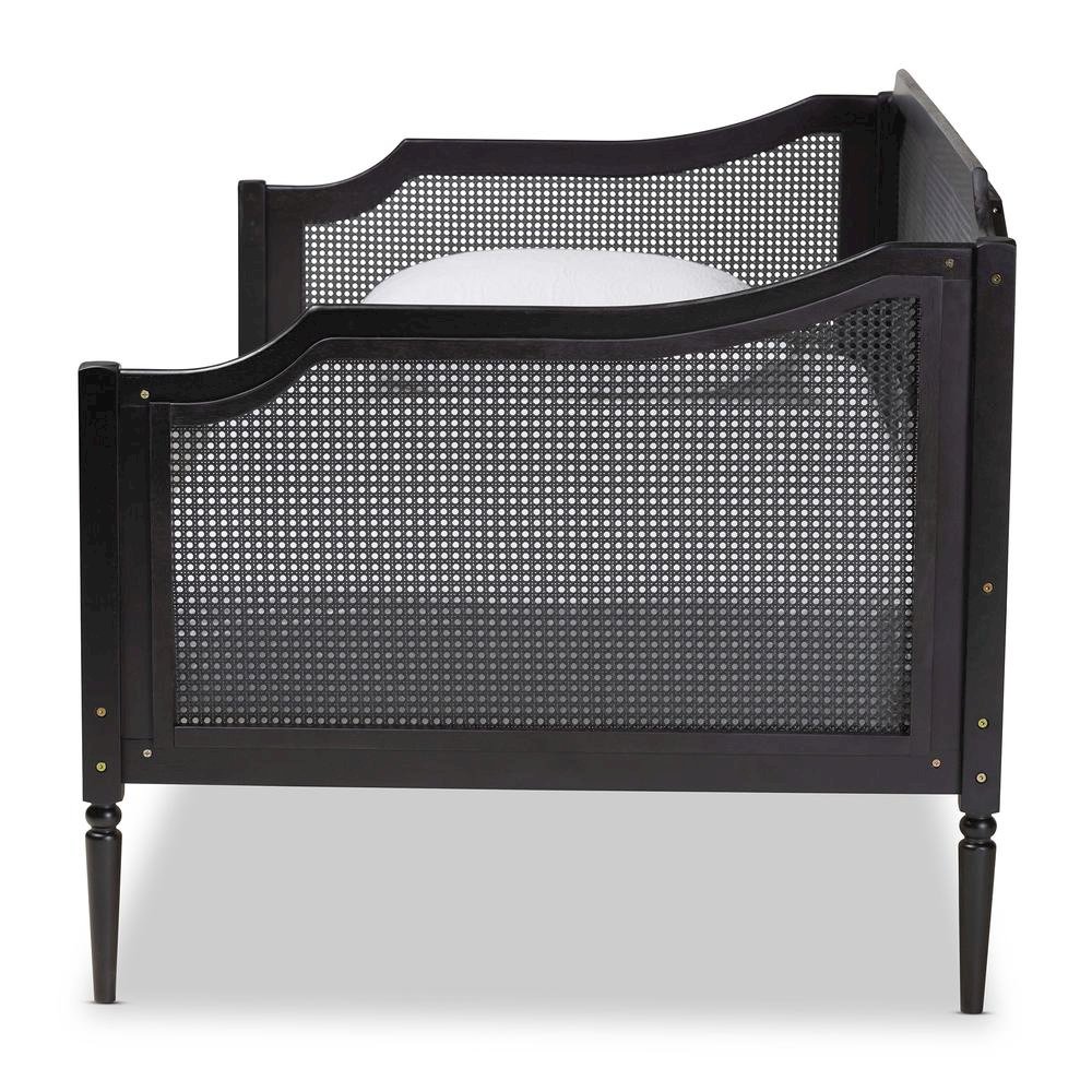 Charcoal Finished Wood and Synthetic Rattan Twin Size Daybed. Picture 11