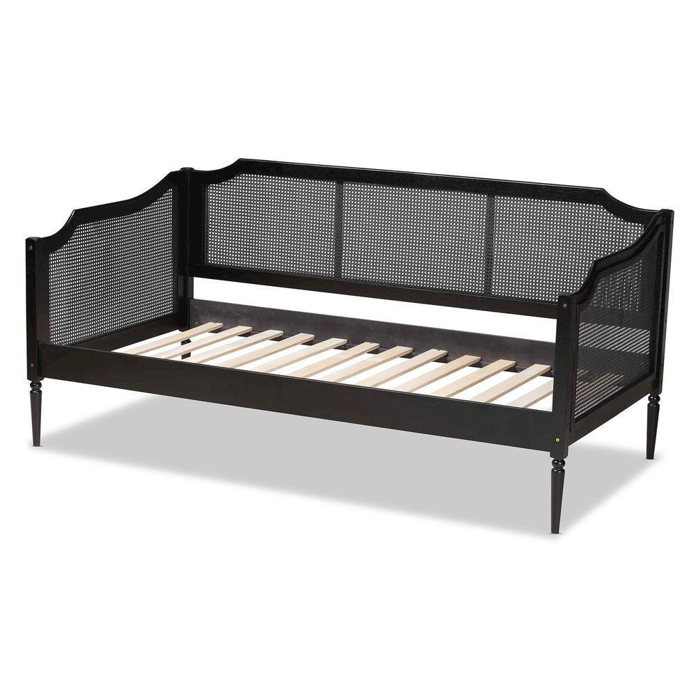 Charcoal Finished Wood and Synthetic Rattan Twin Size Daybed. Picture 12