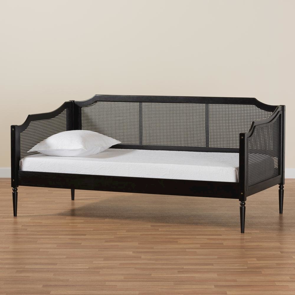 Charcoal Finished Wood and Synthetic Rattan Twin Size Daybed. Picture 16