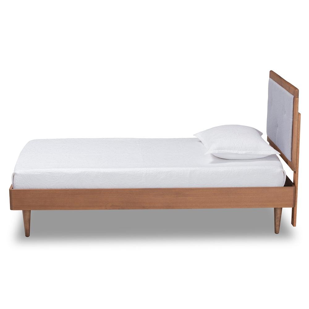 Walnut Brown Finished Wood Twin Size Platform Bed. Picture 12