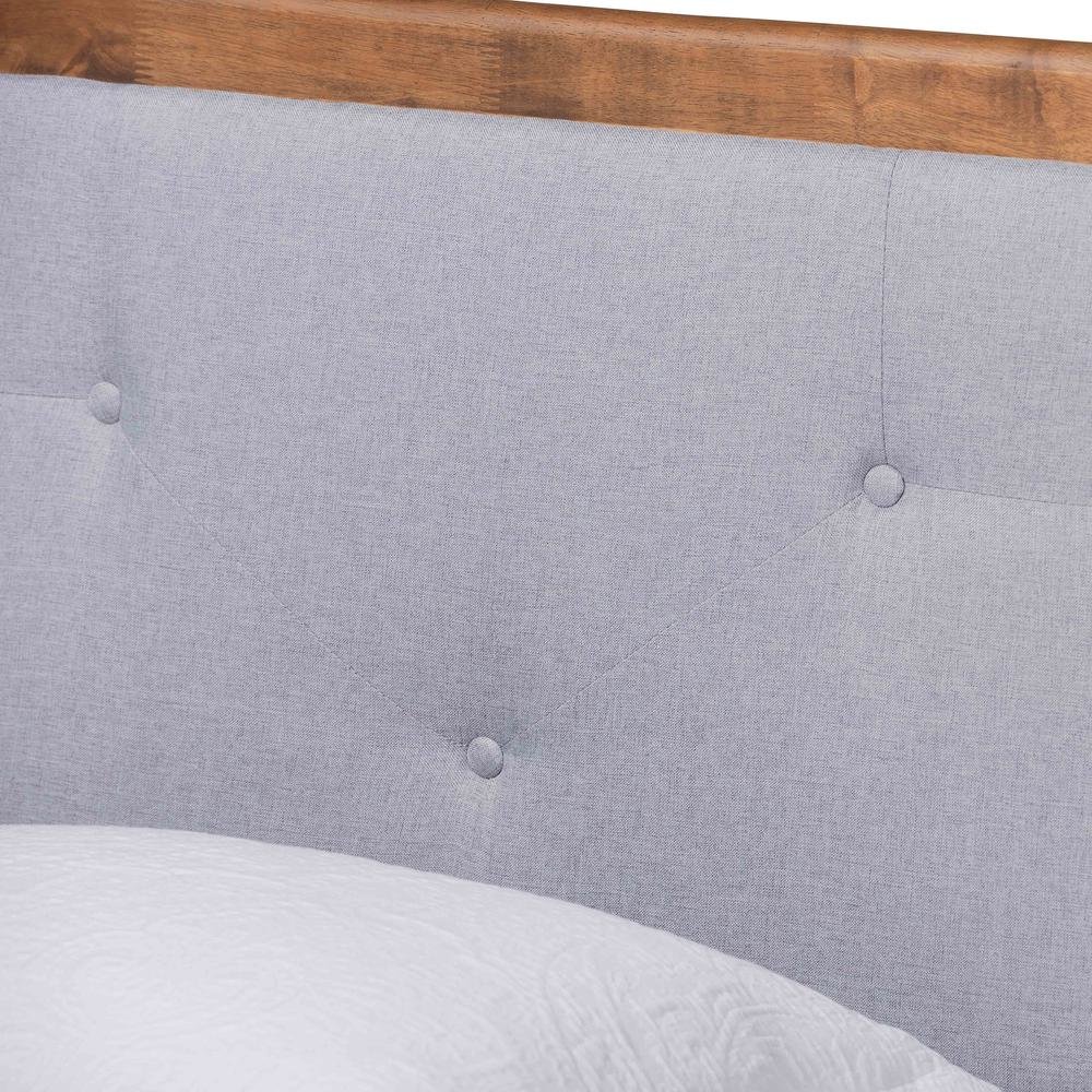 Walnut Brown Finished Wood Twin Size Platform Bed. Picture 14