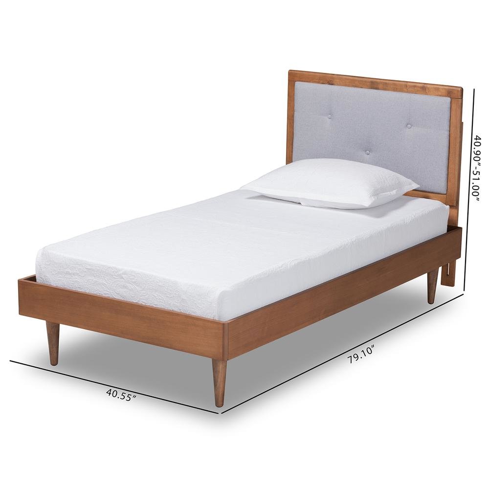 Walnut Brown Finished Wood Twin Size Platform Bed. Picture 19
