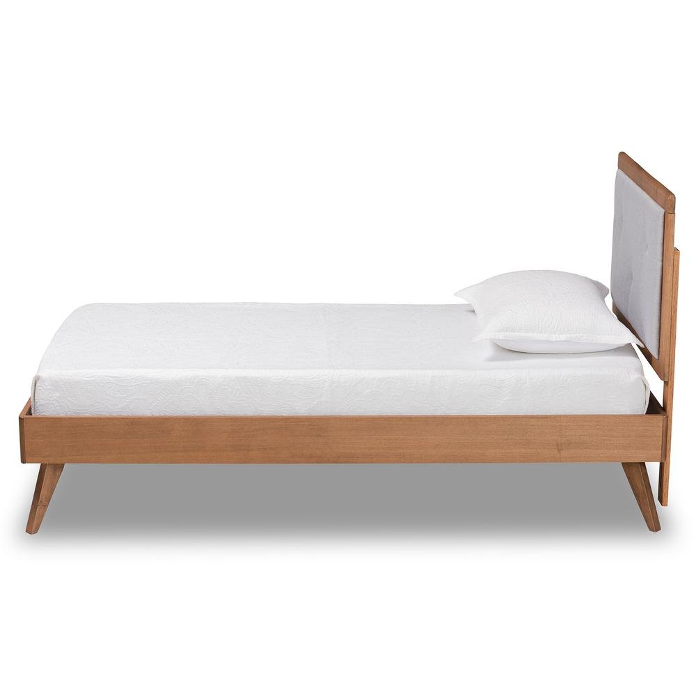 Walnut Brown Finished Wood Twin Size Platform Bed. Picture 12