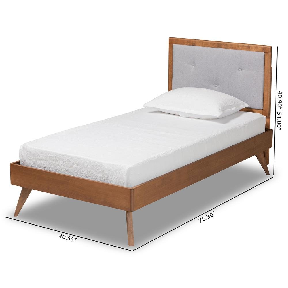 Walnut Brown Finished Wood Twin Size Platform Bed. Picture 19