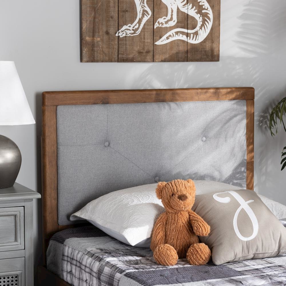Walnut Brown Finished Wood Twin Size Headboard. Picture 11