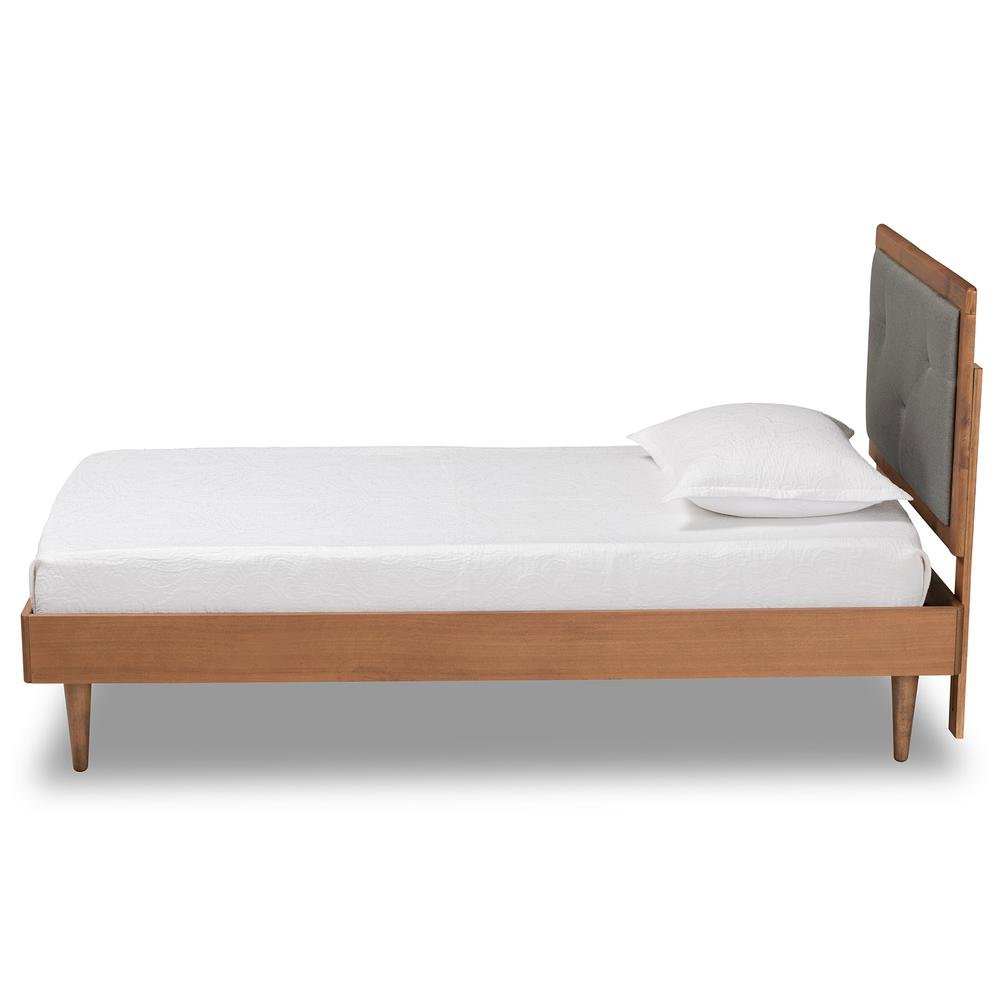 Walnut Brown Finished Wood Twin Size Platform Bed. Picture 12
