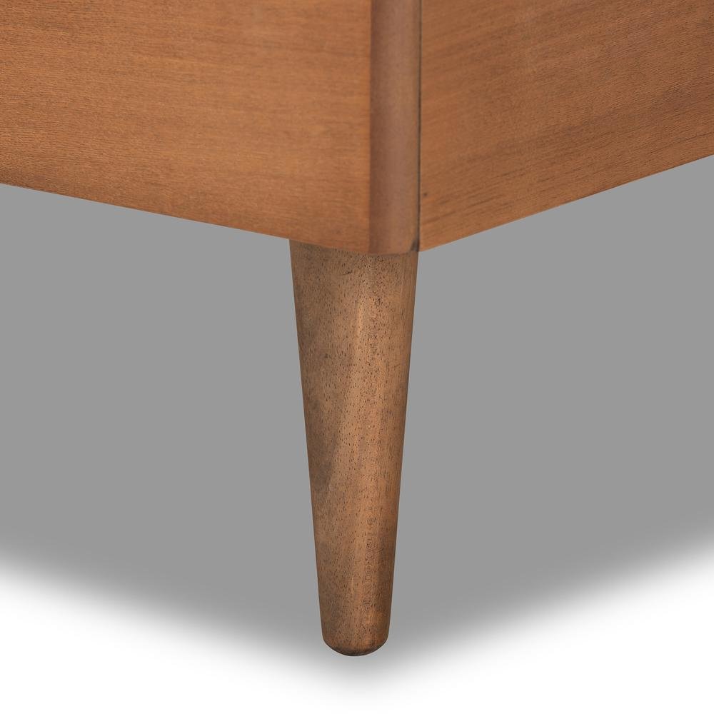 Walnut Brown Finished Wood Twin Size Platform Bed. Picture 15