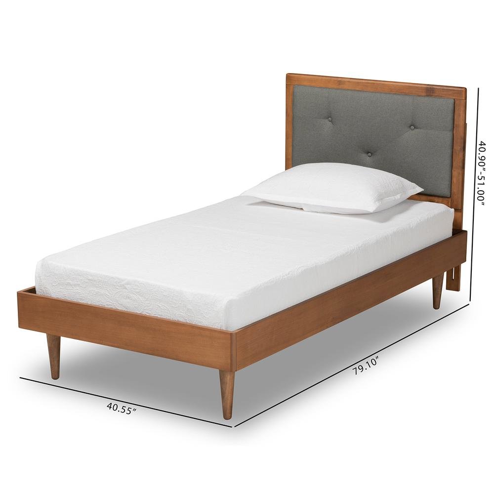 Walnut Brown Finished Wood Twin Size Platform Bed. Picture 19