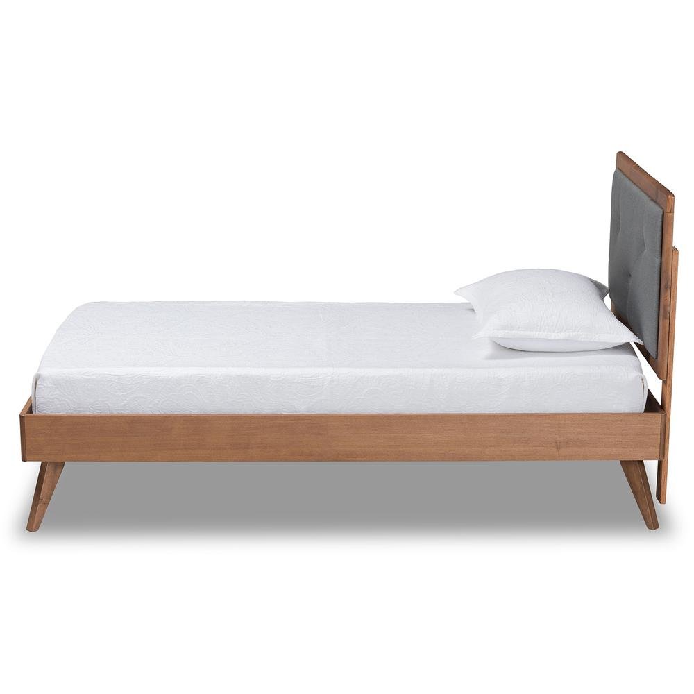 Walnut Brown Finished Wood Twin Size Platform Bed. Picture 12