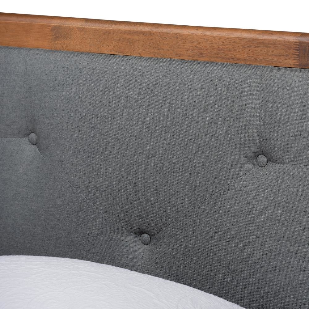 Walnut Brown Finished Wood Twin Size Platform Bed. Picture 14