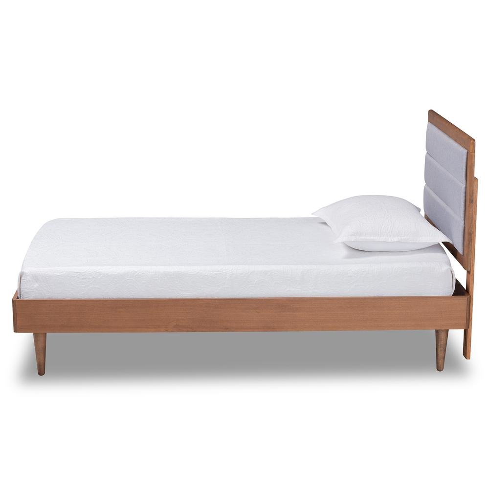 Walnut Brown Finished Wood Twin Size Platform Bed. Picture 12