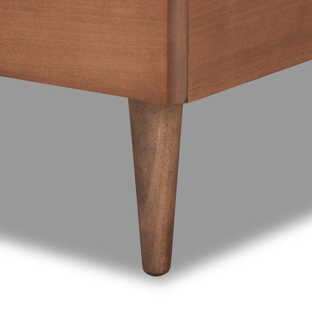 Walnut Brown Finished Wood Twin Size Platform Bed. Picture 15