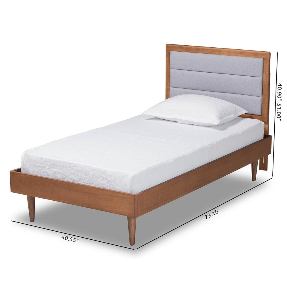 Walnut Brown Finished Wood Twin Size Platform Bed. Picture 19