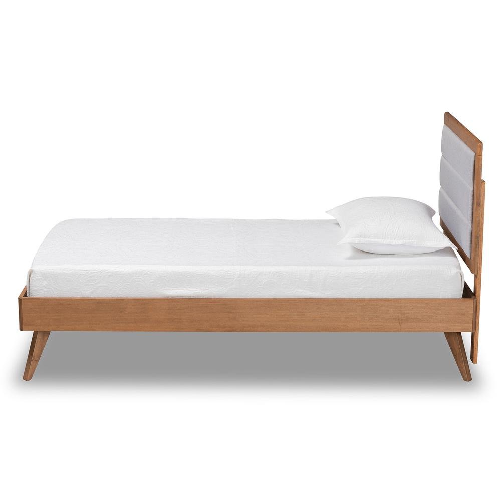 Walnut Brown Finished Wood Twin Size Platform Bed. Picture 12