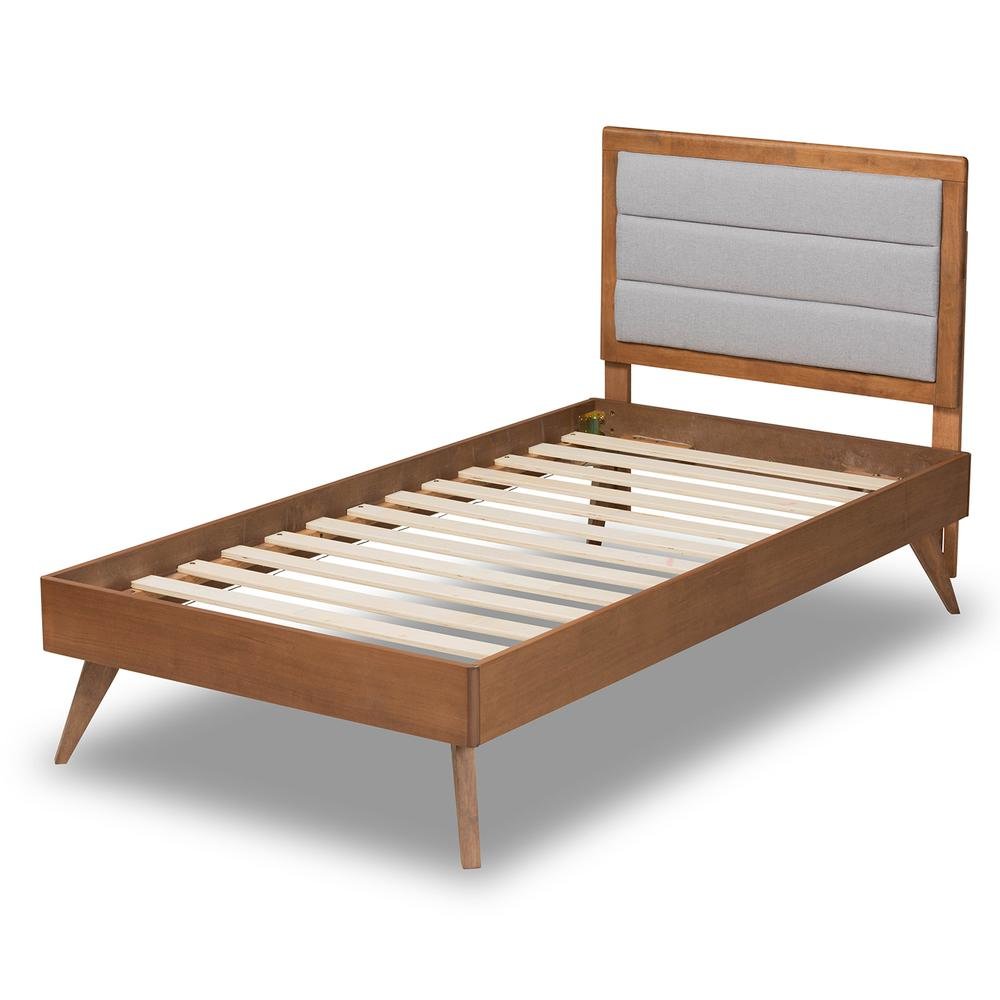 Walnut Brown Finished Wood Twin Size Platform Bed. Picture 13