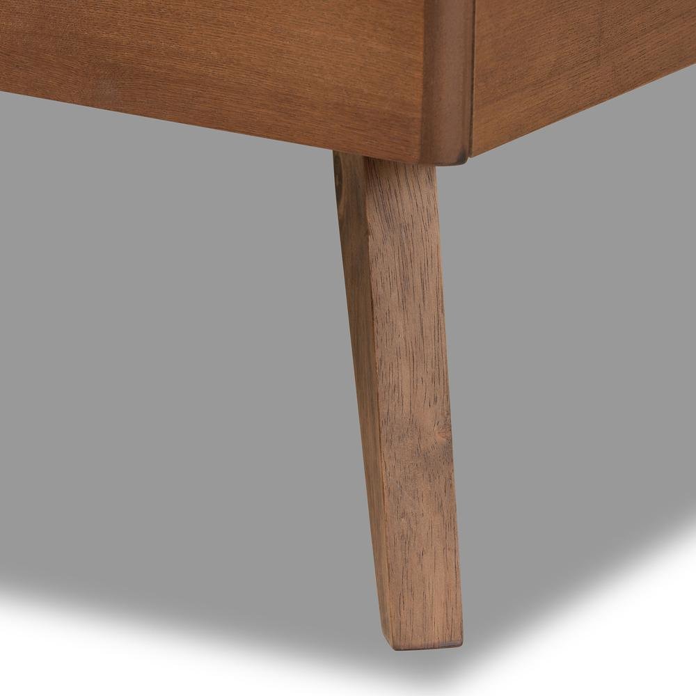 Walnut Brown Finished Wood Twin Size Platform Bed. Picture 15